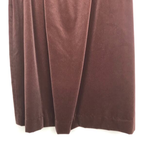 Vintage Linea V Midi Skirt Brown Velour Red V Waist Pockets Size 8 Made In USA - Picture 3 of 10